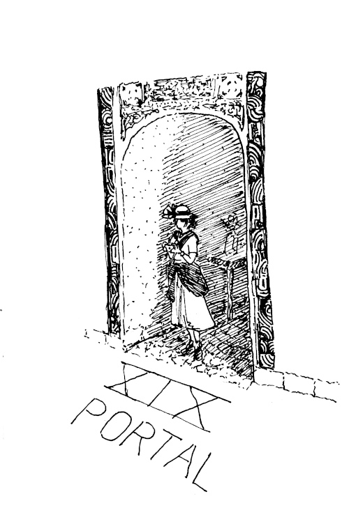 A girl in a ornate gateway
